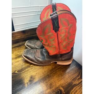 Mens Orange And‎ Brown Cowboy Boots Size 11.5